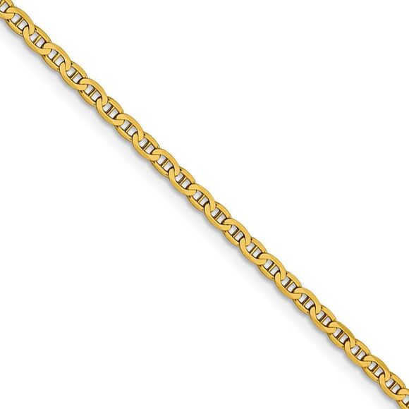 2.4mm 14k Yellow Gold Solid Concave Anchor Chain Necklace, 20 Inch - Picture 1 of 8